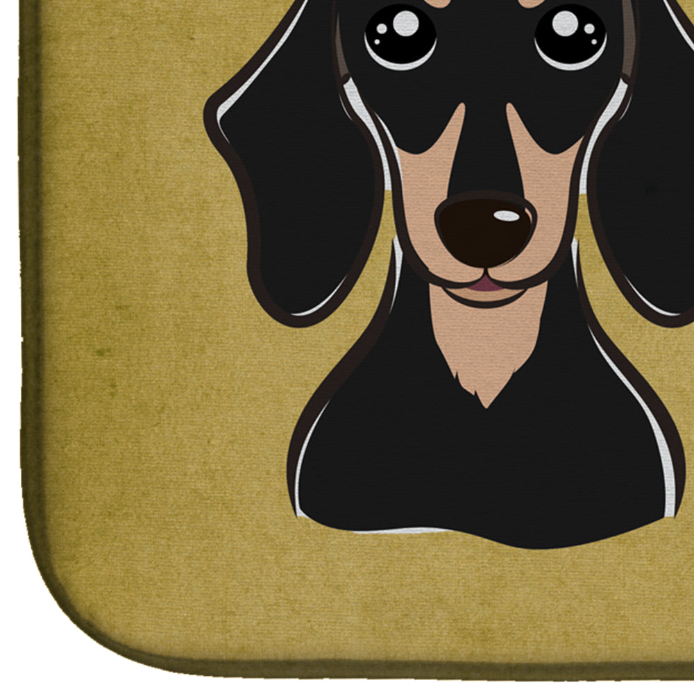 Smooth Black and Tan Dachshund Spoiled Dog Lives Here Dish Drying Mat BB1463DDM  the-store.com.
