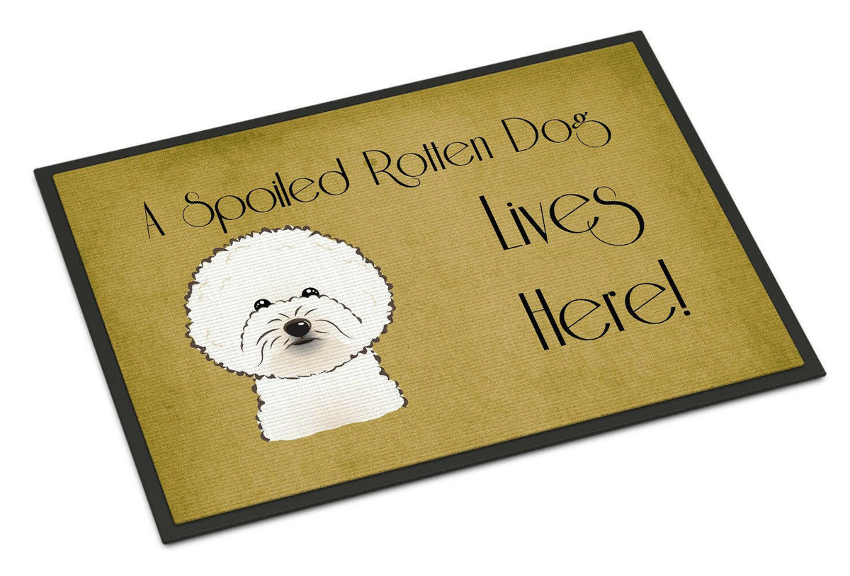 Bichon Frise Spoiled Dog Lives Here Indoor or Outdoor Mat 18x27 BB1465MAT - the-store.com