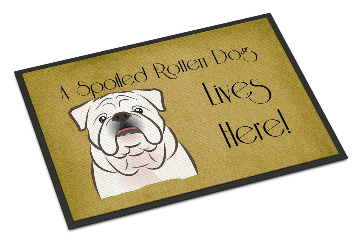 White English Bulldog  Spoiled Dog Lives Here Indoor or Outdoor Mat 24x36 BB1468JMAT - the-store.com