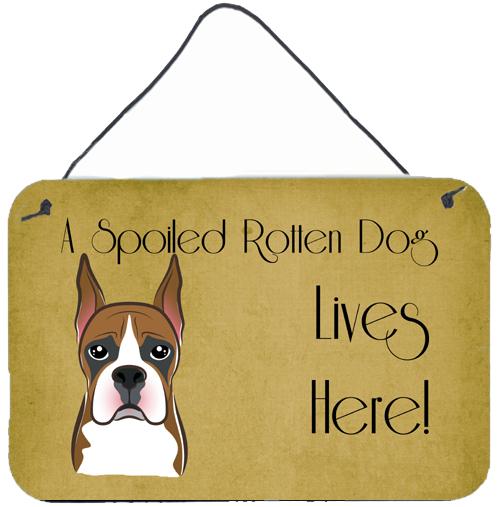 Boxer Spoiled Dog Lives Here Wall or Door Hanging Prints BB1471DS812 by Caroline's Treasures