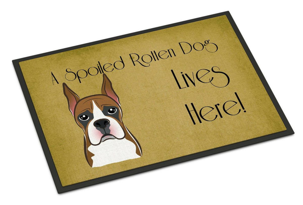 Boxer Spoiled Dog Lives Here Indoor or Outdoor Mat 24x36 BB1471JMAT - the-store.com