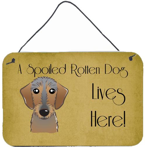 Wirehaired Dachshund Spoiled Dog Lives Here Wall or Door Hanging Prints BB1481DS812 by Caroline&#39;s Treasures