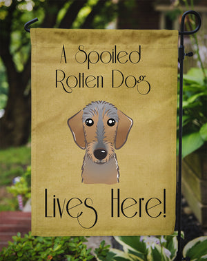 Wirehaired Dachshund Spoiled Dog Lives Here Flag Garden Size BB1481GF