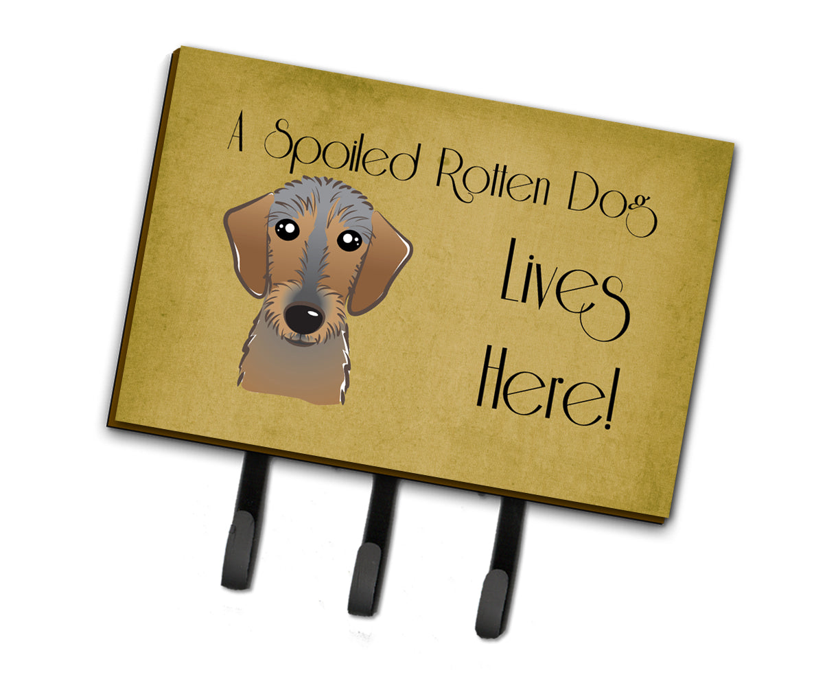 Wirehaired Dachshund Spoiled Dog Lives Here Leash or Key Holder BB1481TH68