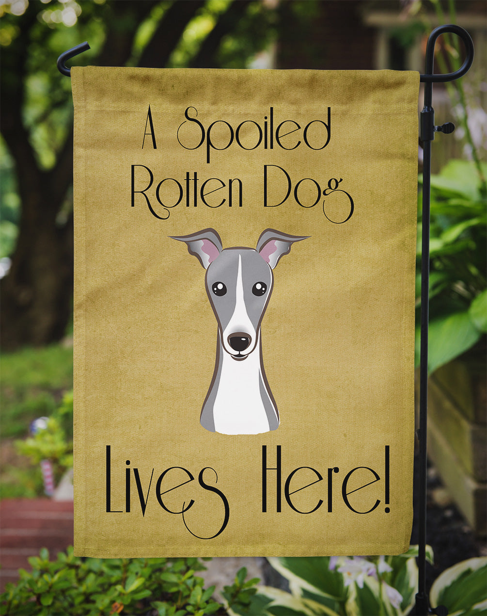 Italian Greyhound Spoiled Dog Lives Here Flag Garden Size BB1484GF
