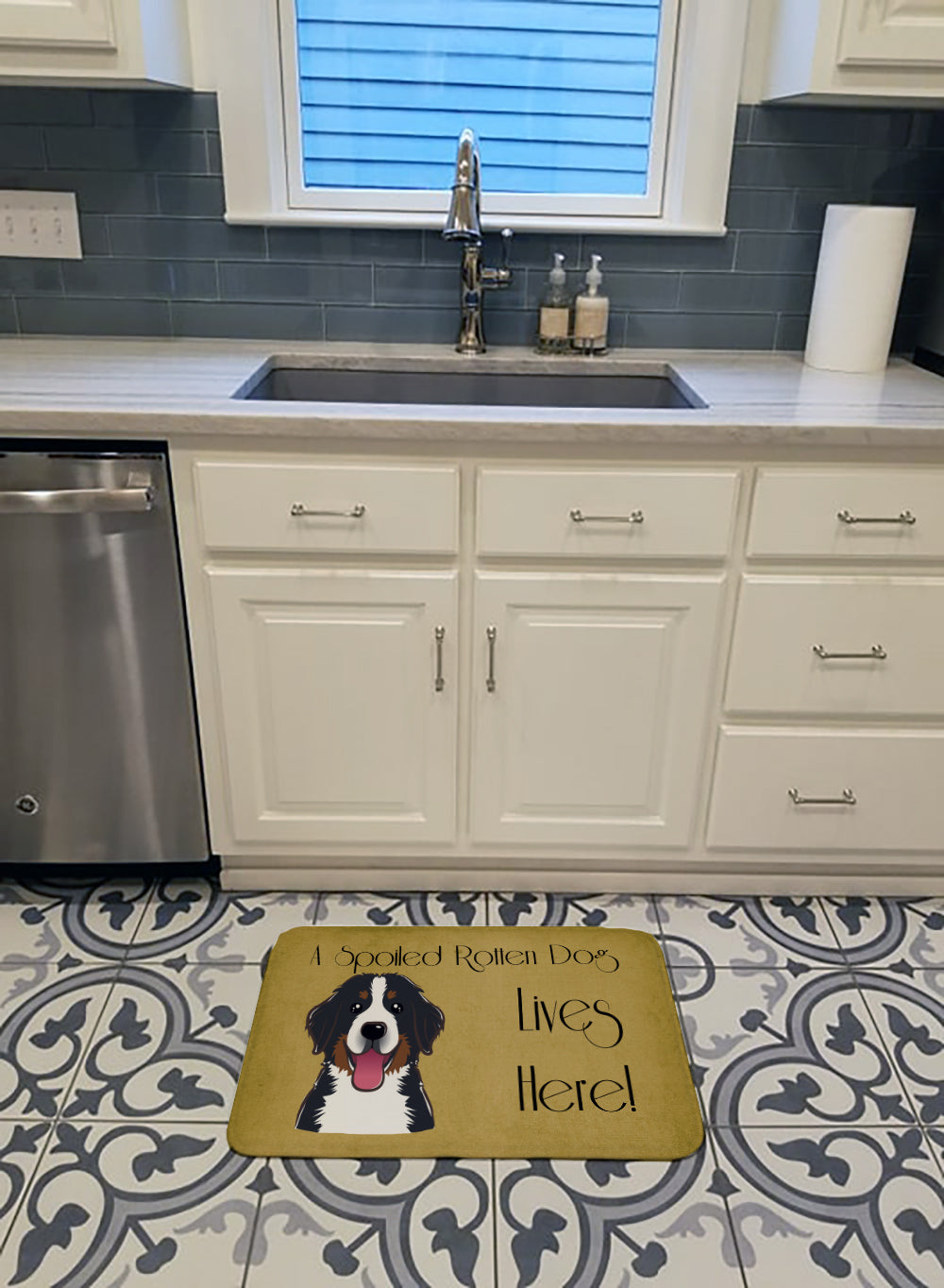 Bernese Mountain Dog Spoiled Dog Lives Here Machine Washable Memory Foam Mat BB1485RUG - the-store.com