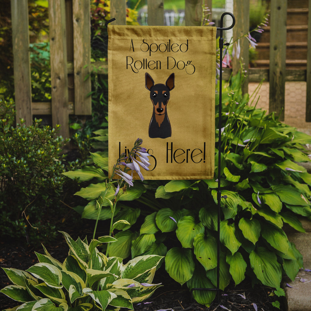 Min Pin Spoiled Dog Lives Here Flag Garden Size BB1488GF.