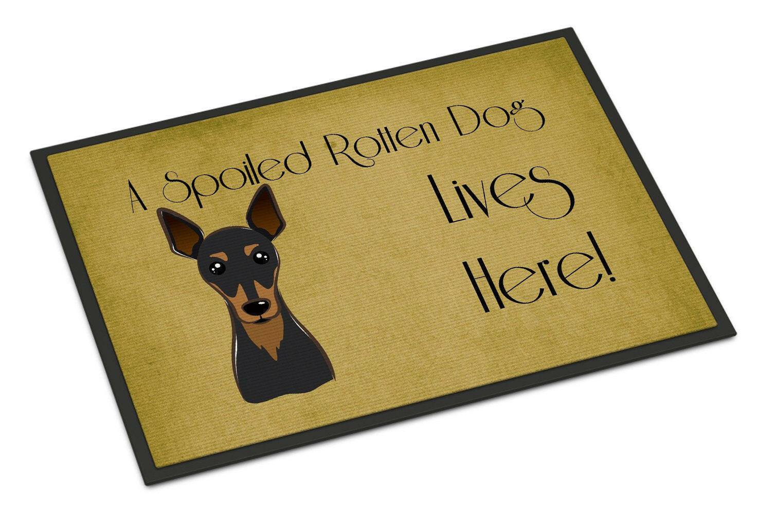 Min Pin Spoiled Dog Lives Here Indoor or Outdoor Mat 18x27 BB1488MAT - the-store.com