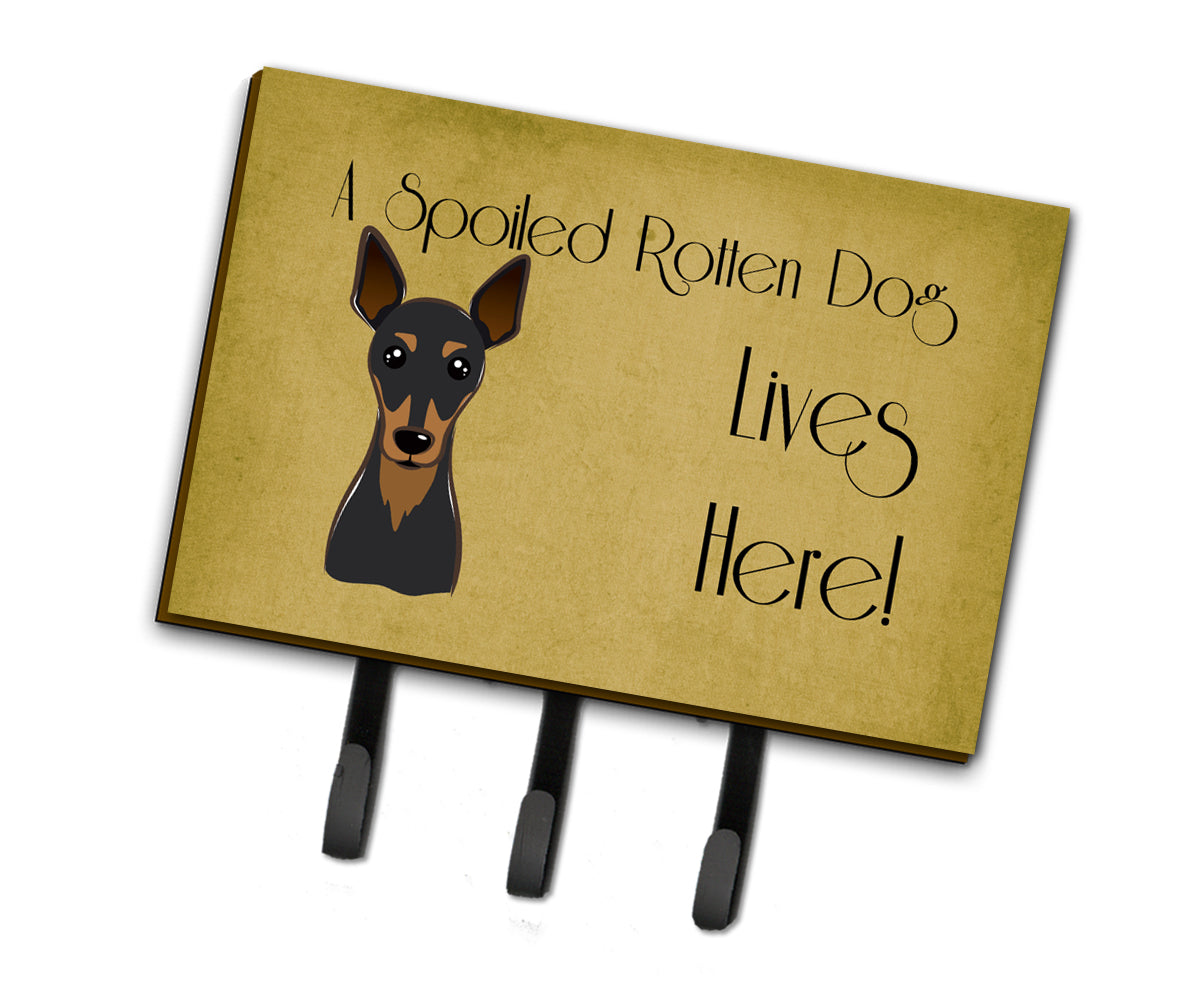 Min Pin Spoiled Dog Lives Here Leash or Key Holder BB1488TH68