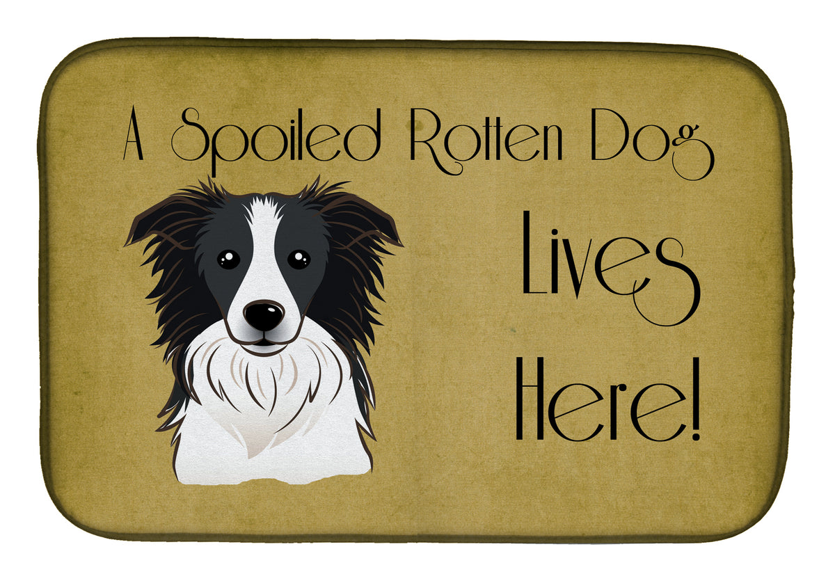 Border Collie Spoiled Dog Lives Here Dish Drying Mat BB1489DDM
