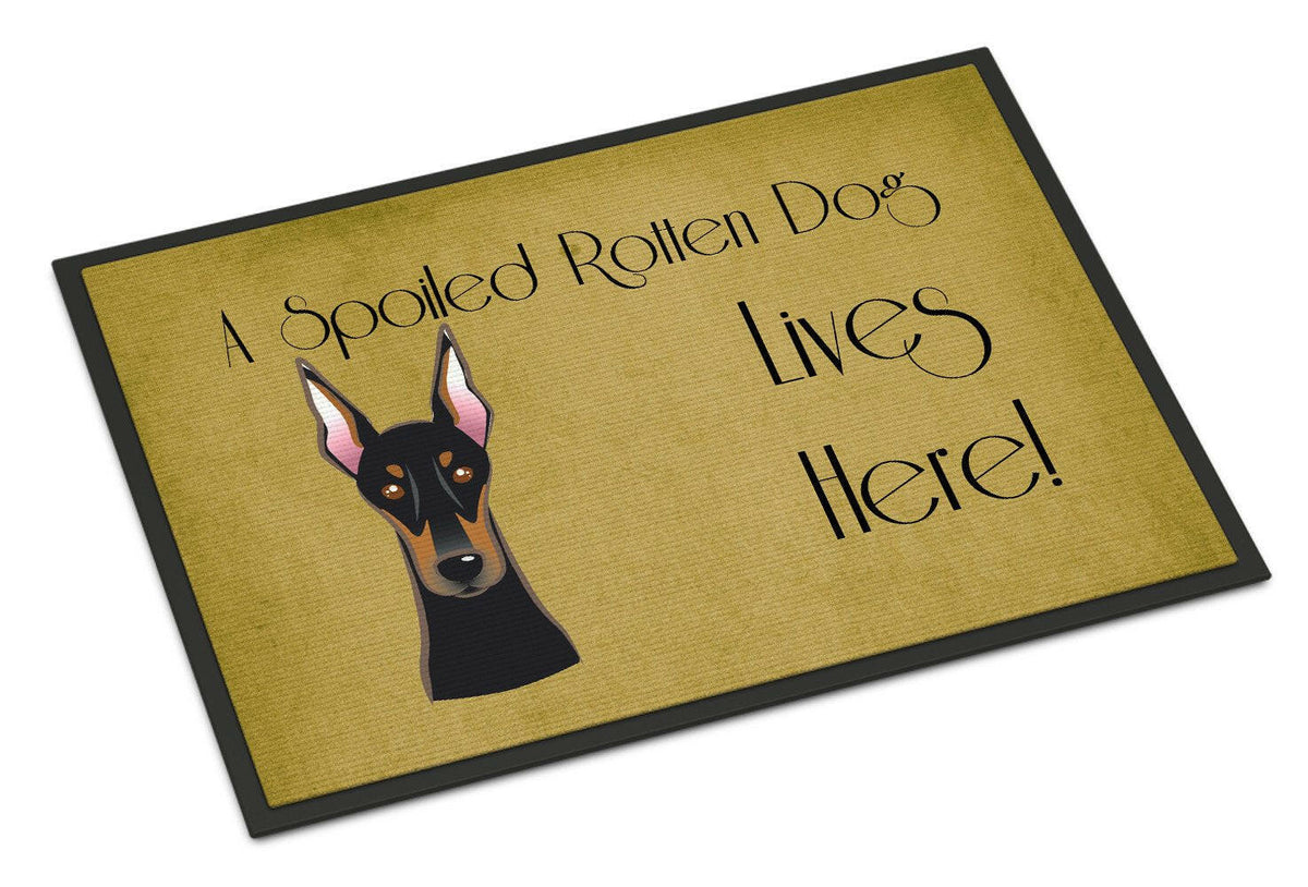 Doberman Spoiled Dog Lives Here Indoor or Outdoor Mat 18x27 BB1493MAT - the-store.com