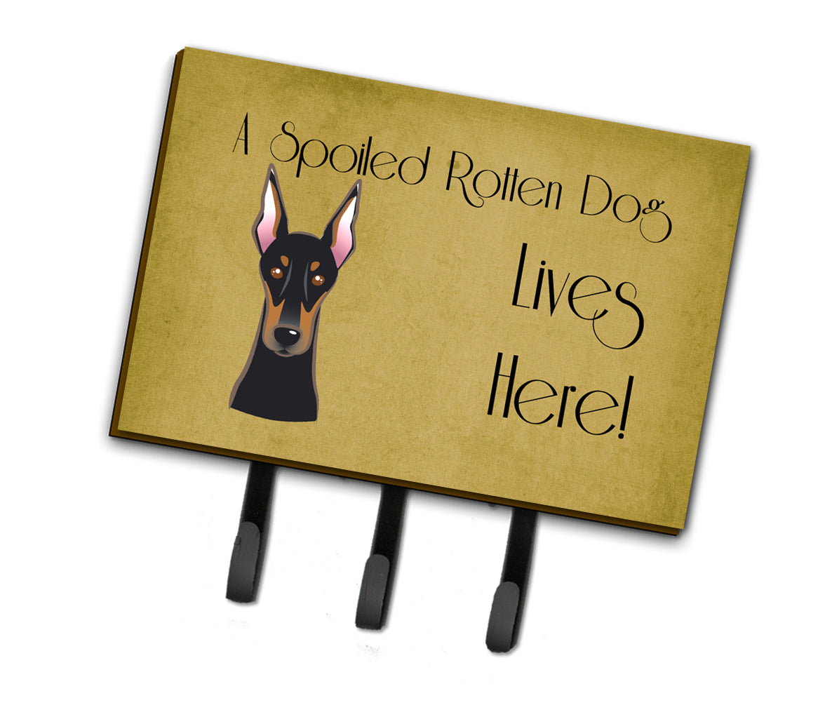 Doberman Spoiled Dog Lives Here Leash or Key Holder BB1493TH68