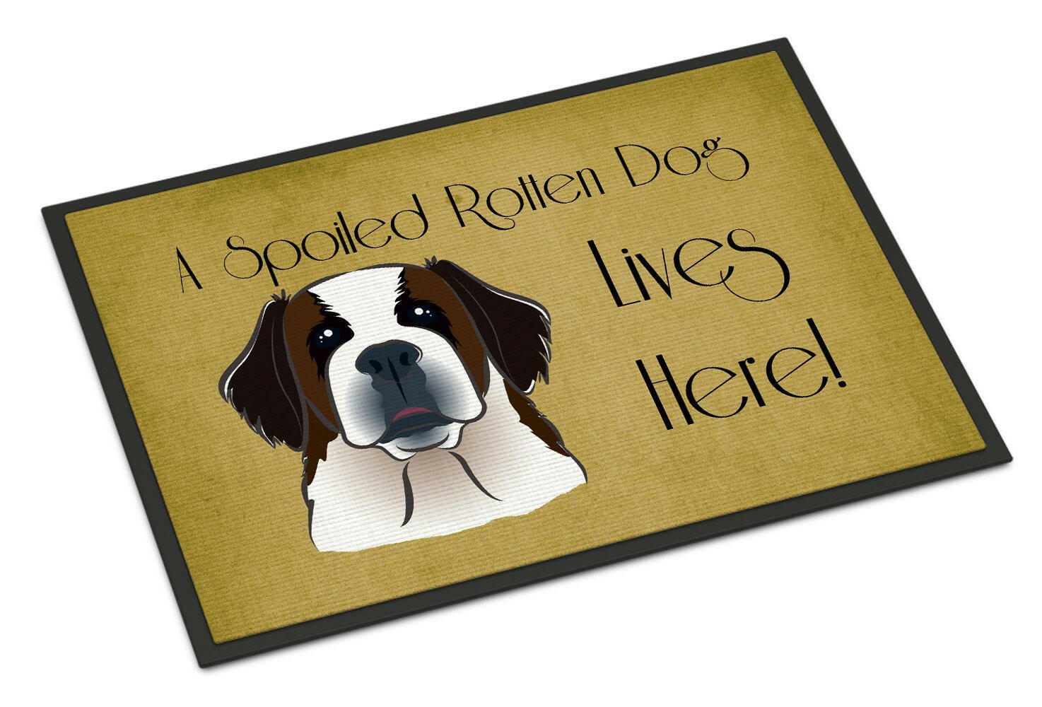 Saint Bernard Spoiled Dog Lives Here Indoor or Outdoor Mat 18x27 BB1494MAT - the-store.com