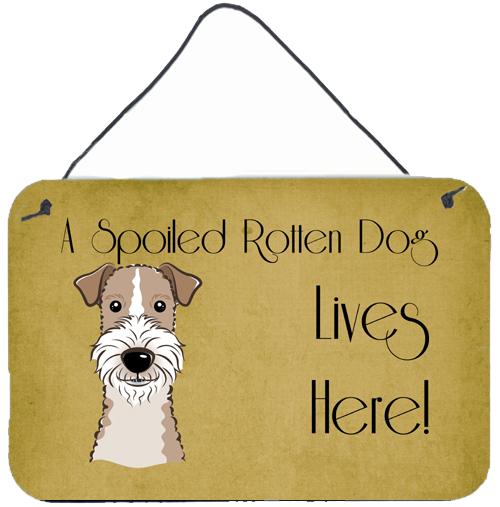 Wire Haired Fox Terrier Spoiled Dog Lives Here Wall or Door Hanging Prints BB1495DS812 by Caroline&#39;s Treasures