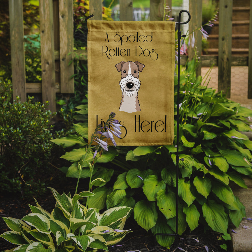 Wire Haired Fox Terrier Spoiled Dog Lives Here Flag Garden Size BB1495GF.