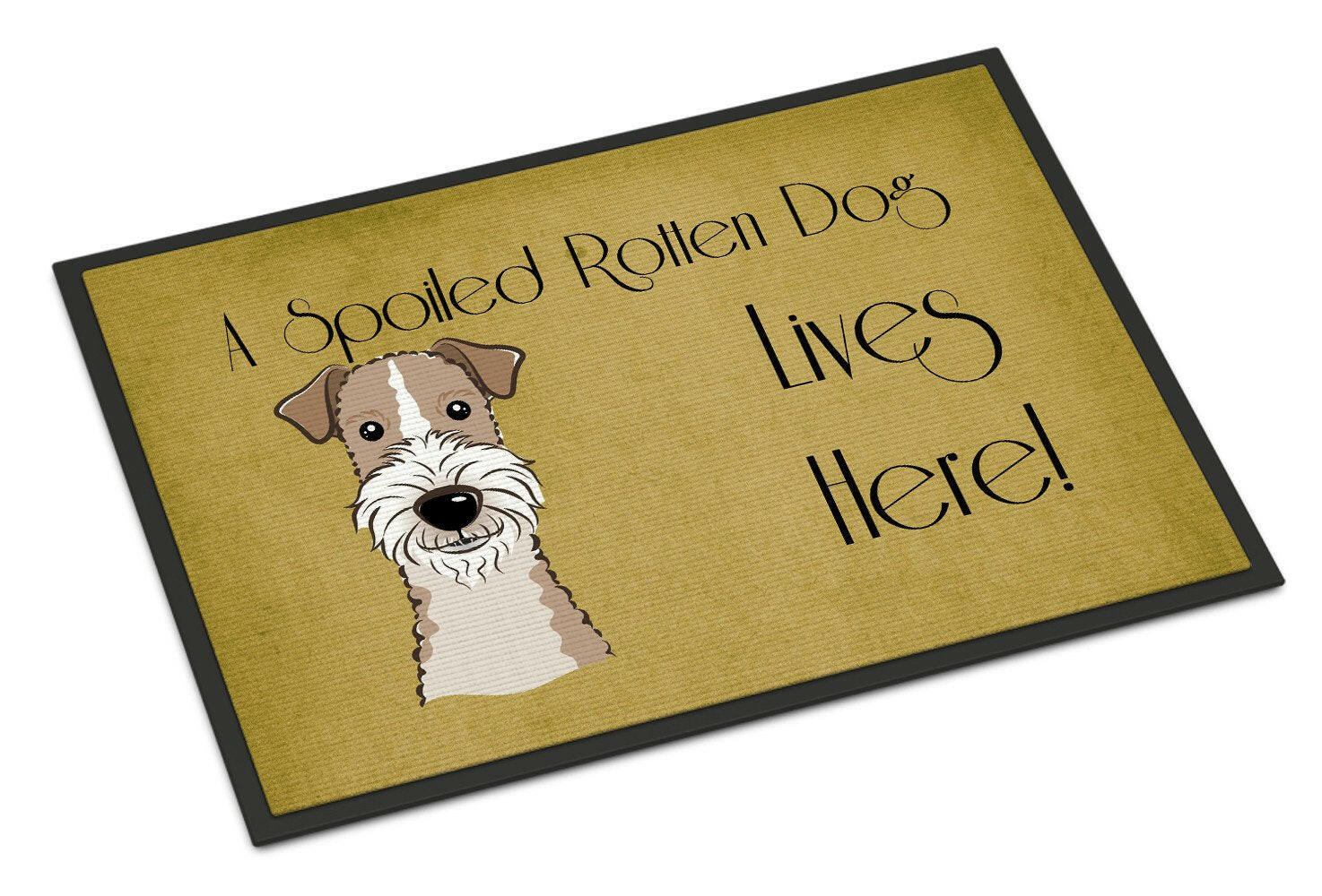 Wire Haired Fox Terrier Spoiled Dog Lives Here Indoor or Outdoor Mat 24x36 BB1495JMAT - the-store.com