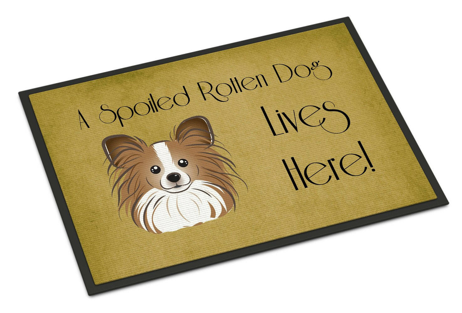 Papillon Spoiled Dog Lives Here Indoor or Outdoor Mat 24x36 BB1496JMAT - the-store.com