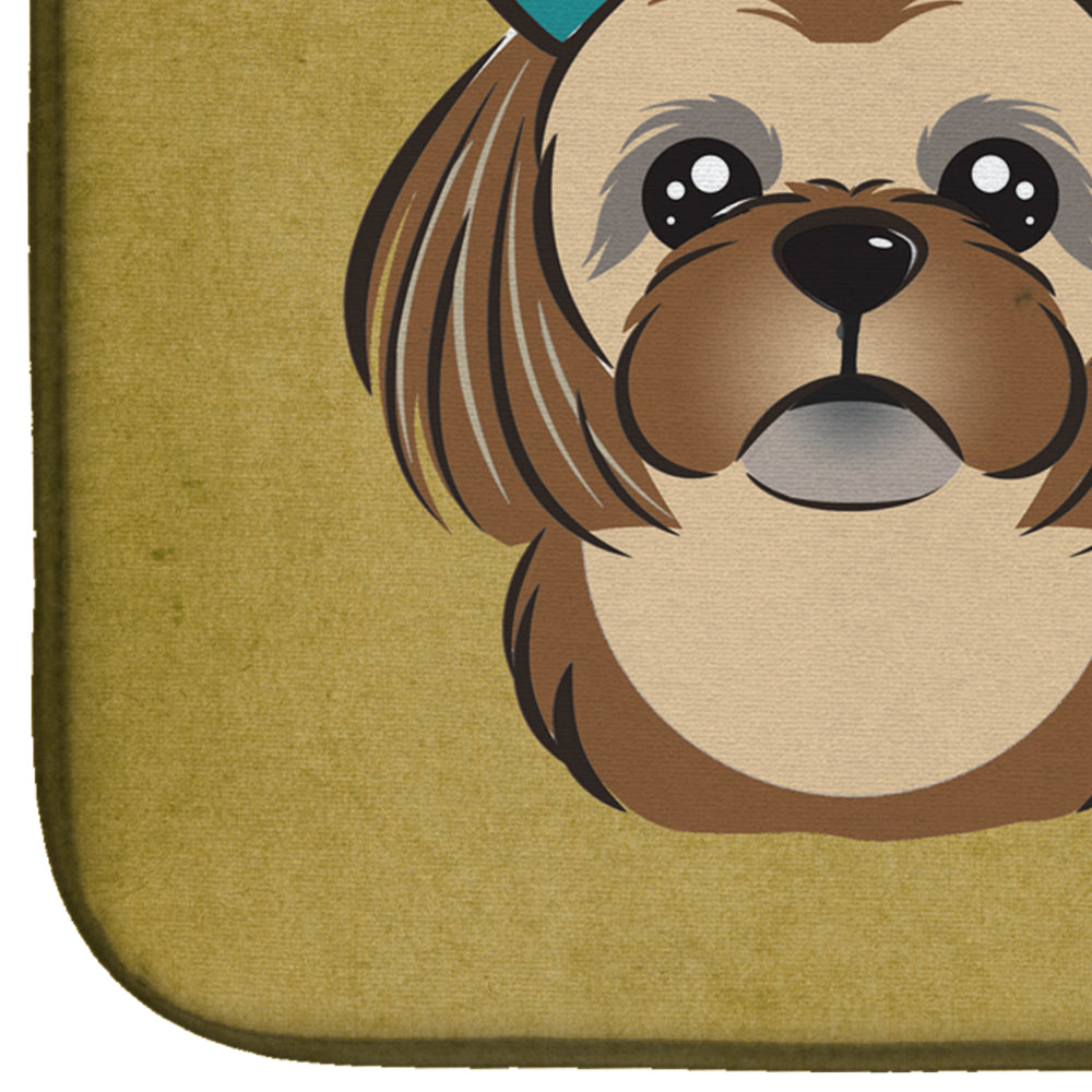 Chocolate Brown Shih Tzu Spoiled Dog Lives Here Dish Drying Mat BB1497DDM  the-store.com.