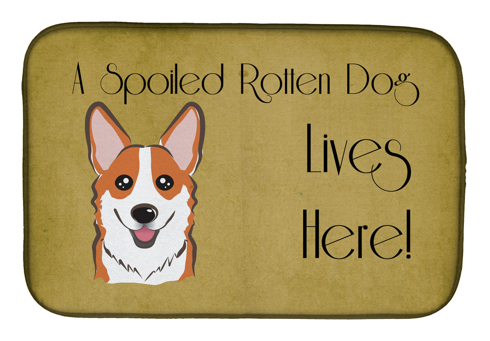 Red Corgi Spoiled Dog Lives Here Dish Drying Mat BB1502DDM  the-store.com.