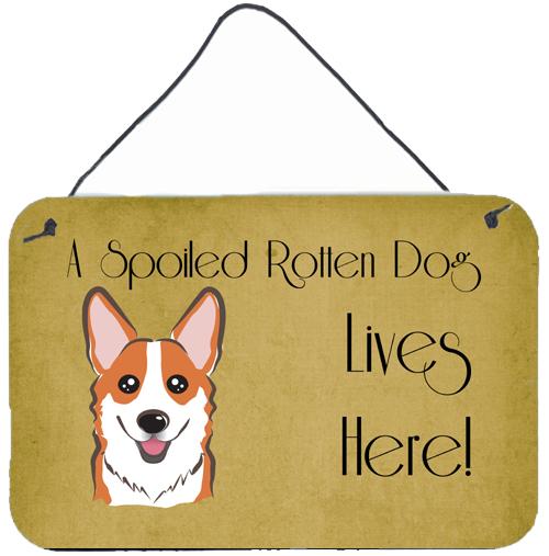 Red Corgi Spoiled Dog Lives Here Wall or Door Hanging Prints BB1502DS812 by Caroline's Treasures