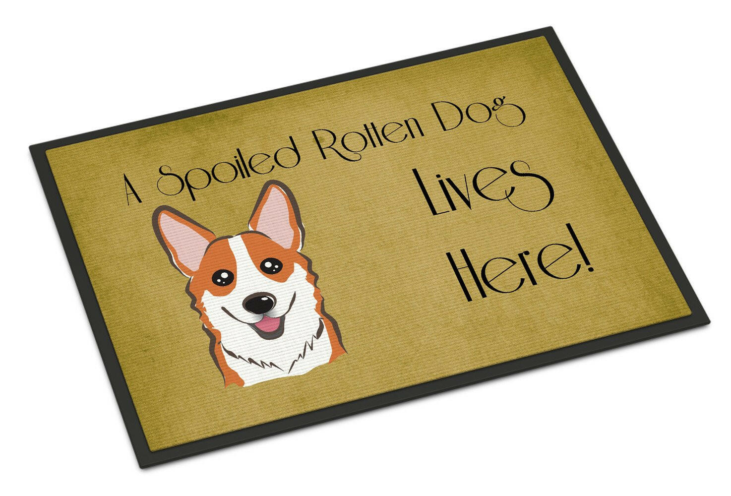 Red Corgi Spoiled Dog Lives Here Indoor or Outdoor Mat 24x36 BB1502JMAT - the-store.com