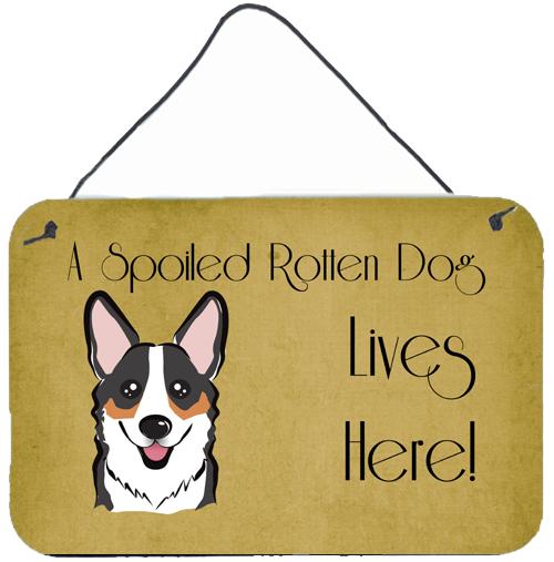 Tricolor Corgi Spoiled Dog Lives Here Wall or Door Hanging Prints BB1503DS812 by Caroline's Treasures