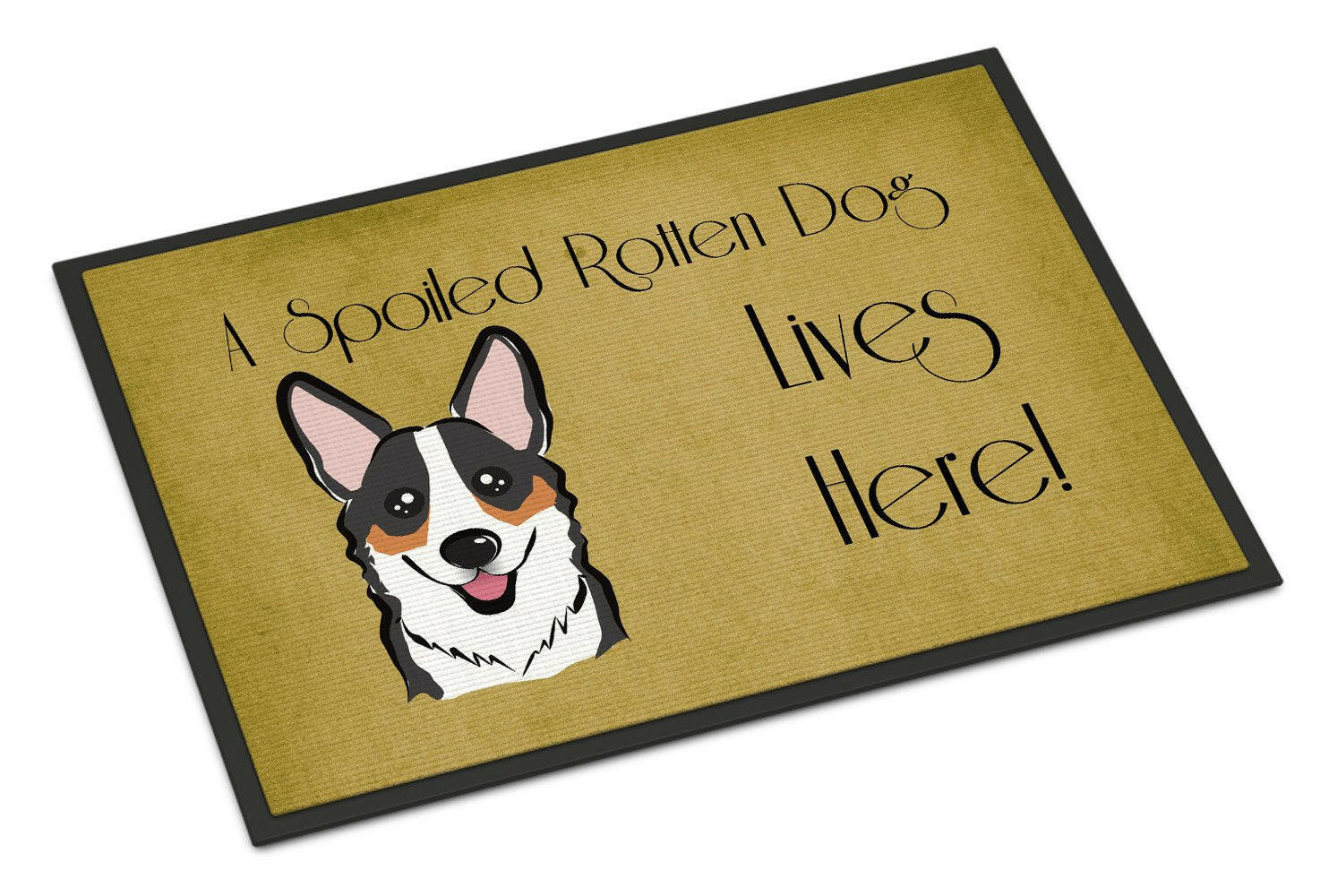 Tricolor Corgi Spoiled Dog Lives Here Indoor or Outdoor Mat 24x36 BB1503JMAT - the-store.com