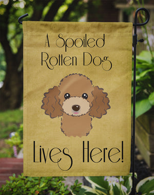 Chocolate Brown Poodle Spoiled Dog Lives Here Flag Garden Size BB1504GF