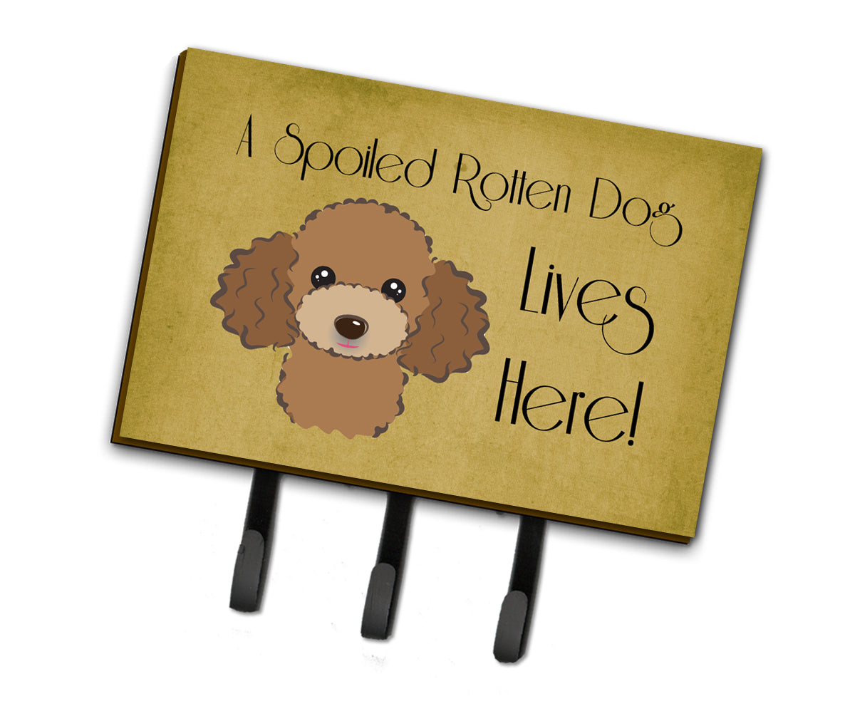 Chocolate Brown Poodle Spoiled Dog Lives Here Leash or Key Holder BB1504TH68