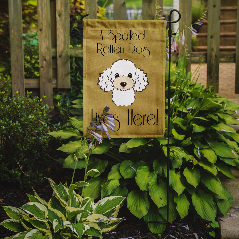White Poodle Spoiled Dog Lives Here Flag Garden Size BB1505GF.