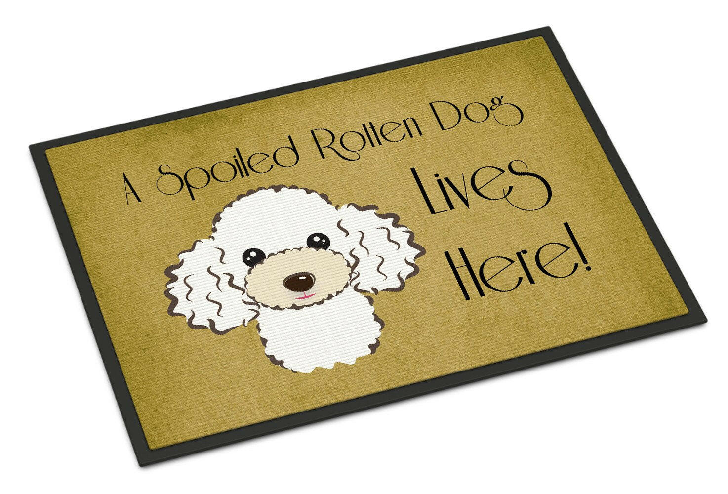 White Poodle Spoiled Dog Lives Here Indoor or Outdoor Mat 24x36 BB1505JMAT - the-store.com