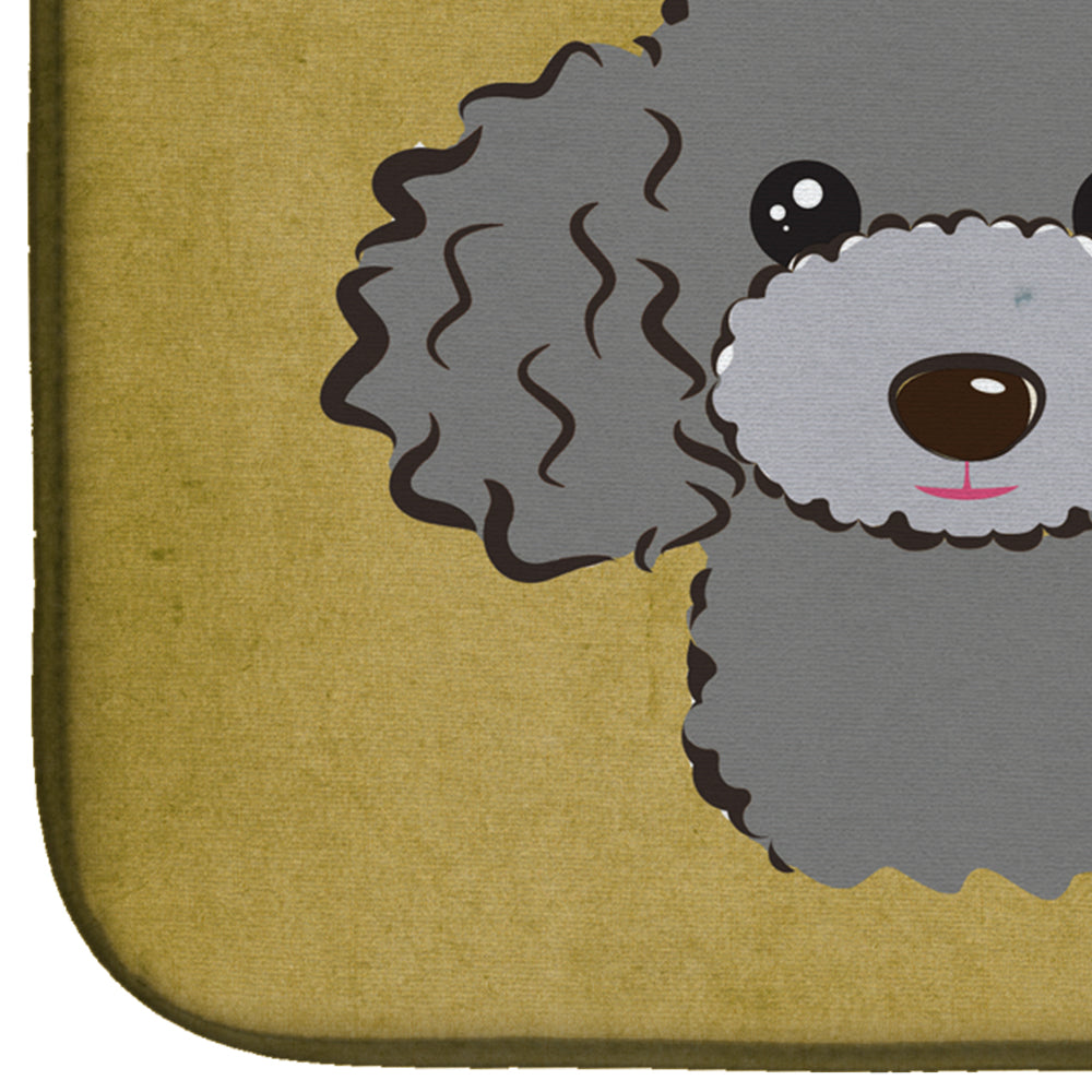 Silver Gray Poodle Spoiled Dog Lives Here Dish Drying Mat BB1507DDM
