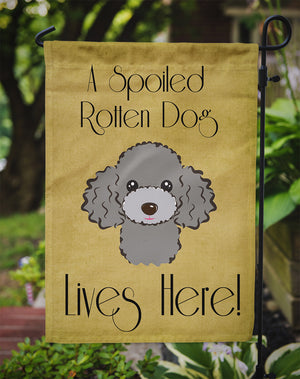 Silver Gray Poodle Spoiled Dog Lives Here Flag Garden Size BB1507GF