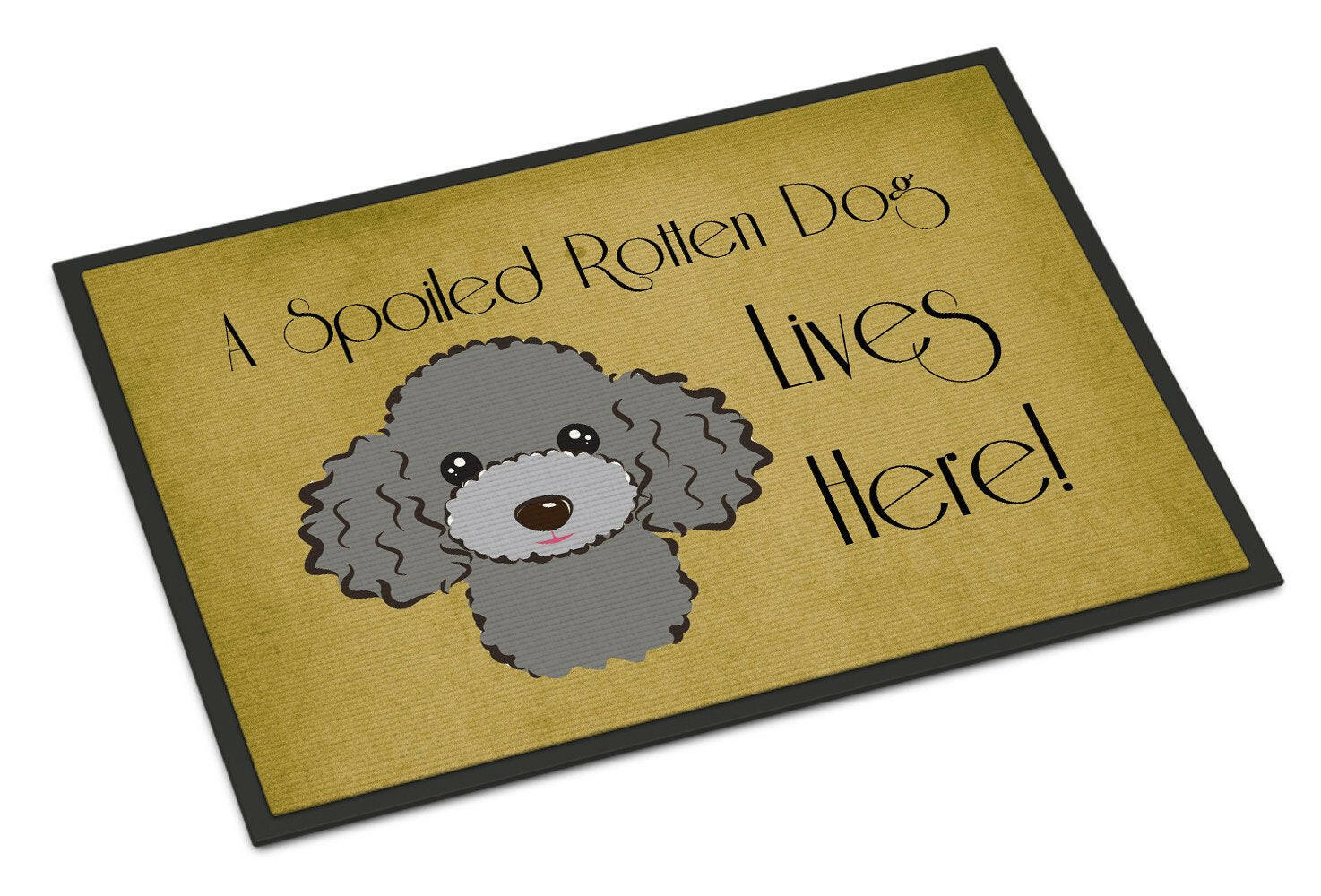 Silver Gray Poodle Spoiled Dog Lives Here Indoor or Outdoor Mat 24x36 BB1507JMAT - the-store.com