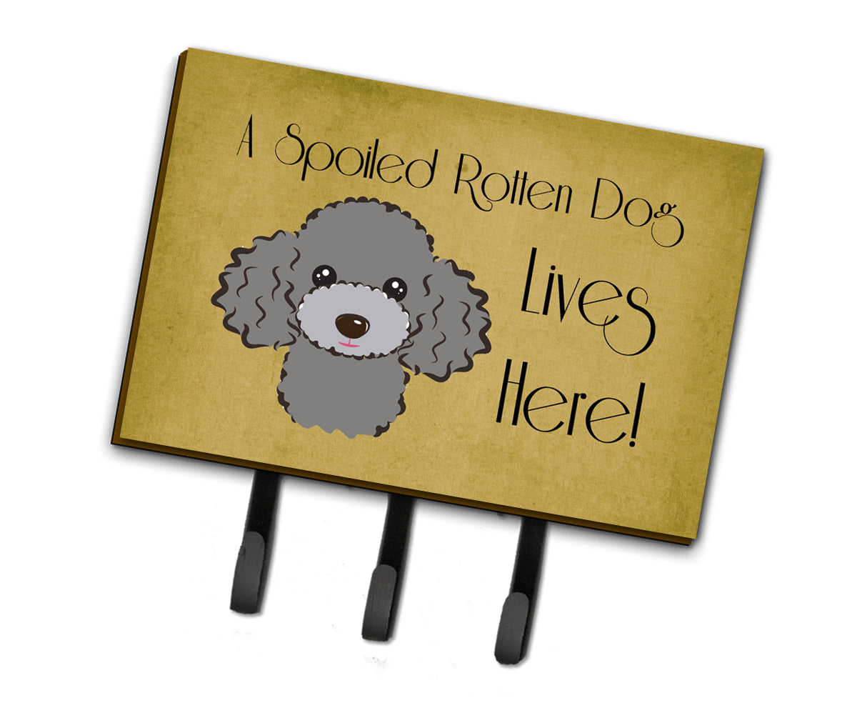 Silver Gray Poodle Spoiled Dog Lives Here Leash or Key Holder BB1507TH68  the-store.com.