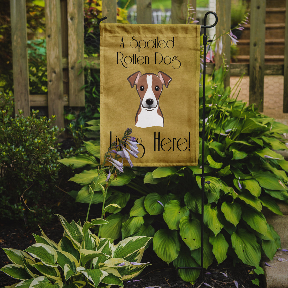 Jack Russell Terrier Chien gâté vit ici Drapeau Jardin Taille BB1508GF