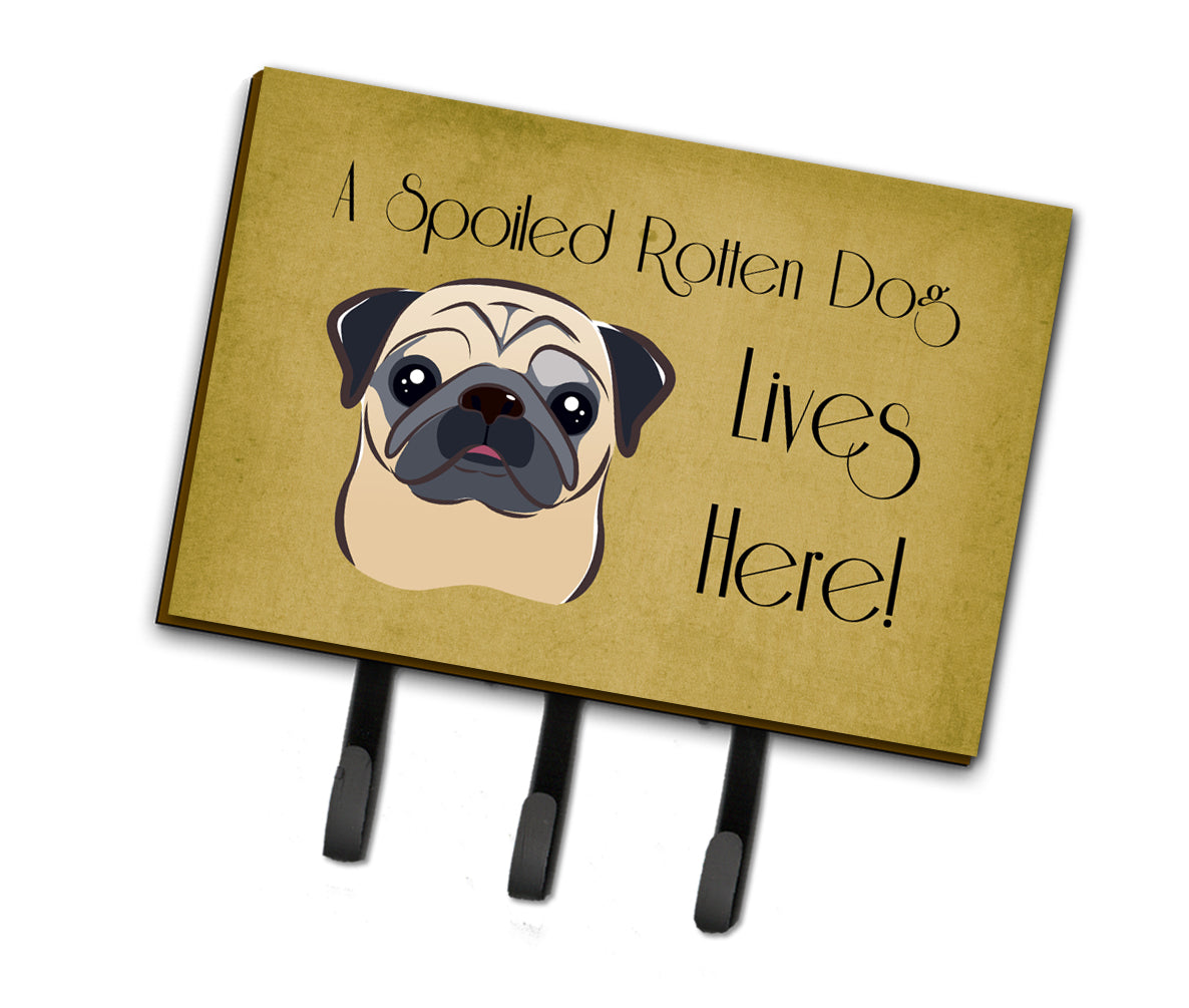 Fawn Pug Spoiled Dog Lives Here Leash or Key Holder BB1510TH68