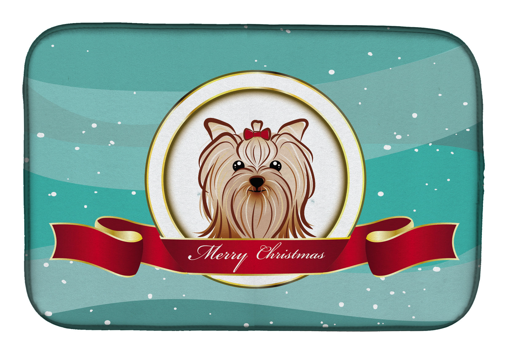Yorkie Yorkishire Terrier Merry Christmas Dish Drying Mat BB1514DDM