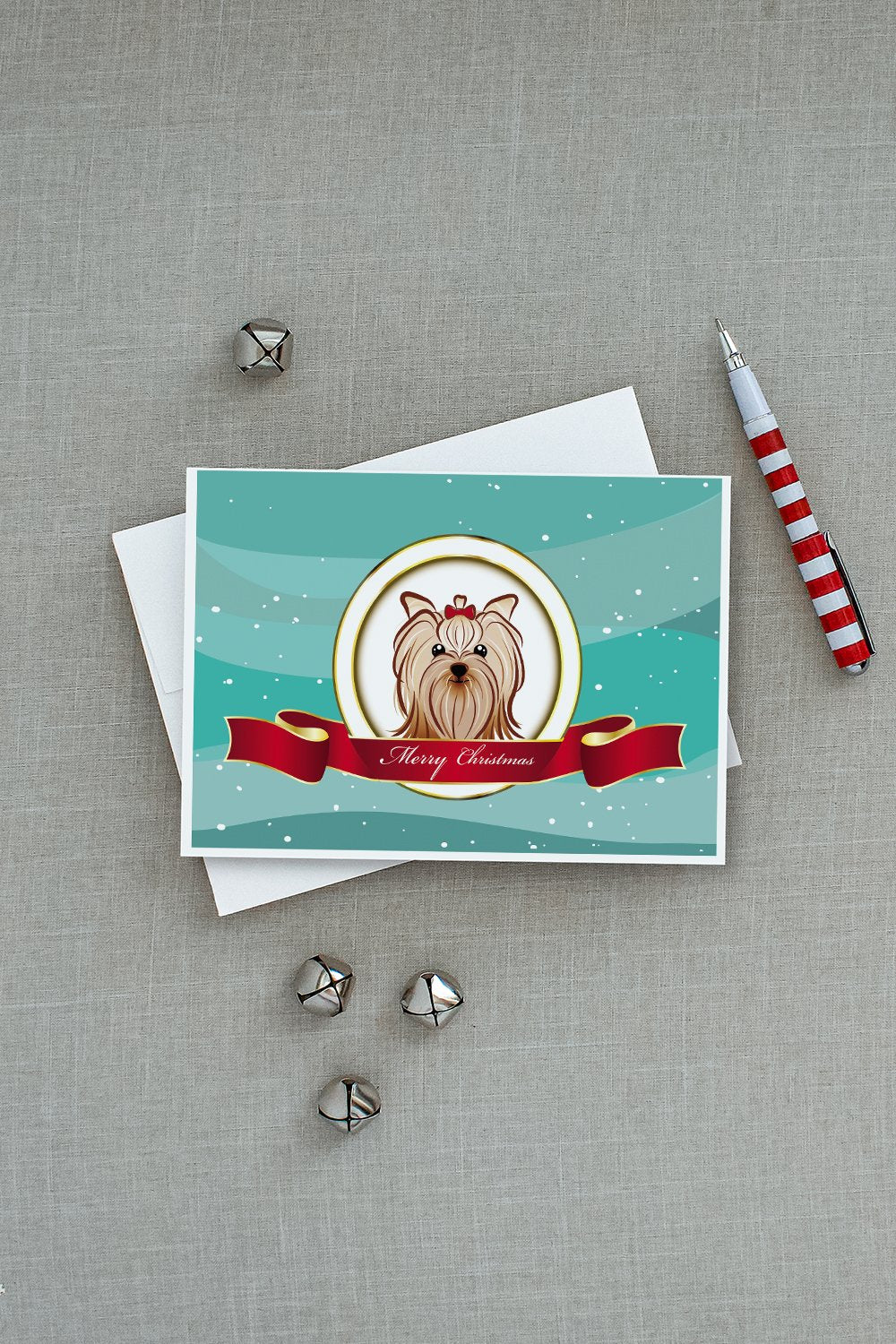 Yorkie Yorkishire Terrier Merry Christmas Greeting Cards and Envelopes Pack of 8 - the-store.com