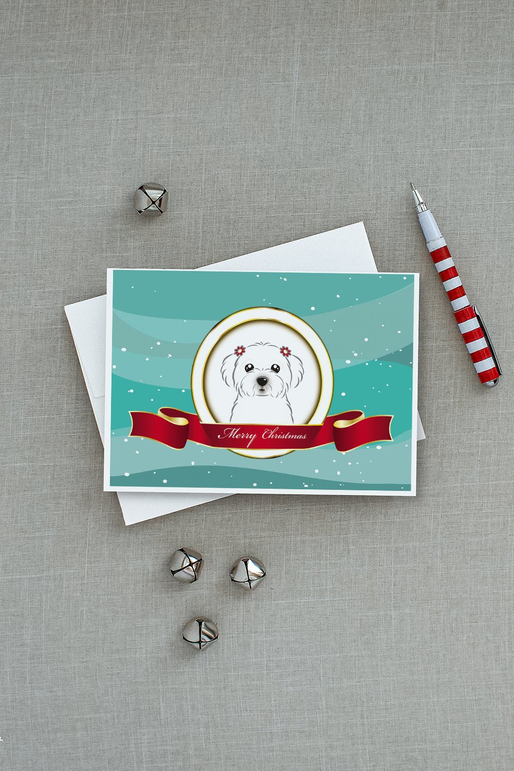 Maltese Merry Christmas Greeting Cards and Envelopes Pack of 8 - the-store.com