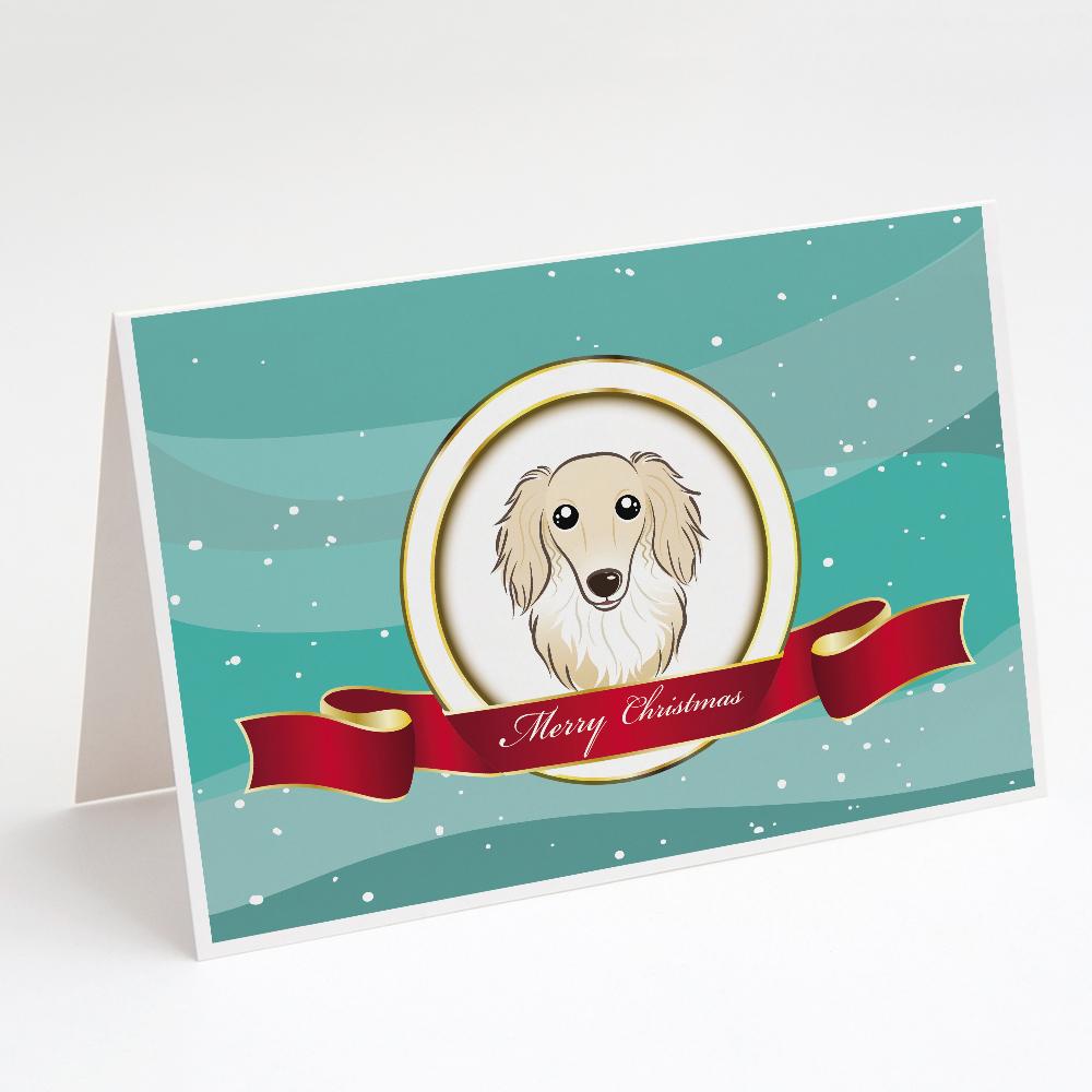 Buy this Longhair Creme Dachshund Merry Christmas Greeting Cards and Envelopes Pack of 8