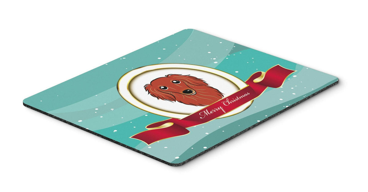 Longhair Red Dachshund Merry Christmas Mouse Pad, Hot Pad or Trivet BB1524MP by Caroline&#39;s Treasures