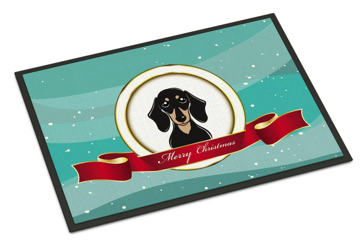 Smooth Black and Tan Dachshund Merry Christmas Indoor or Outdoor Mat 24x36 BB1525JMAT - the-store.com