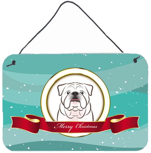 White English Bulldog  Merry Christmas Wall or Door Hanging Prints BB1530DS812 by Caroline&#39;s Treasures