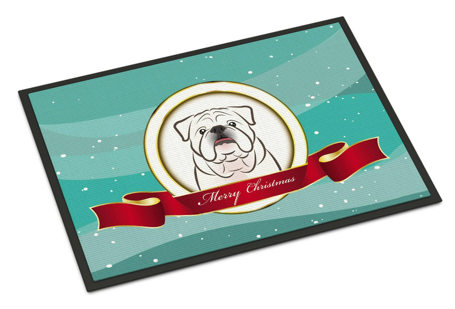 White English Bulldog  Merry Christmas Indoor or Outdoor Mat 18x27 BB1530MAT - the-store.com