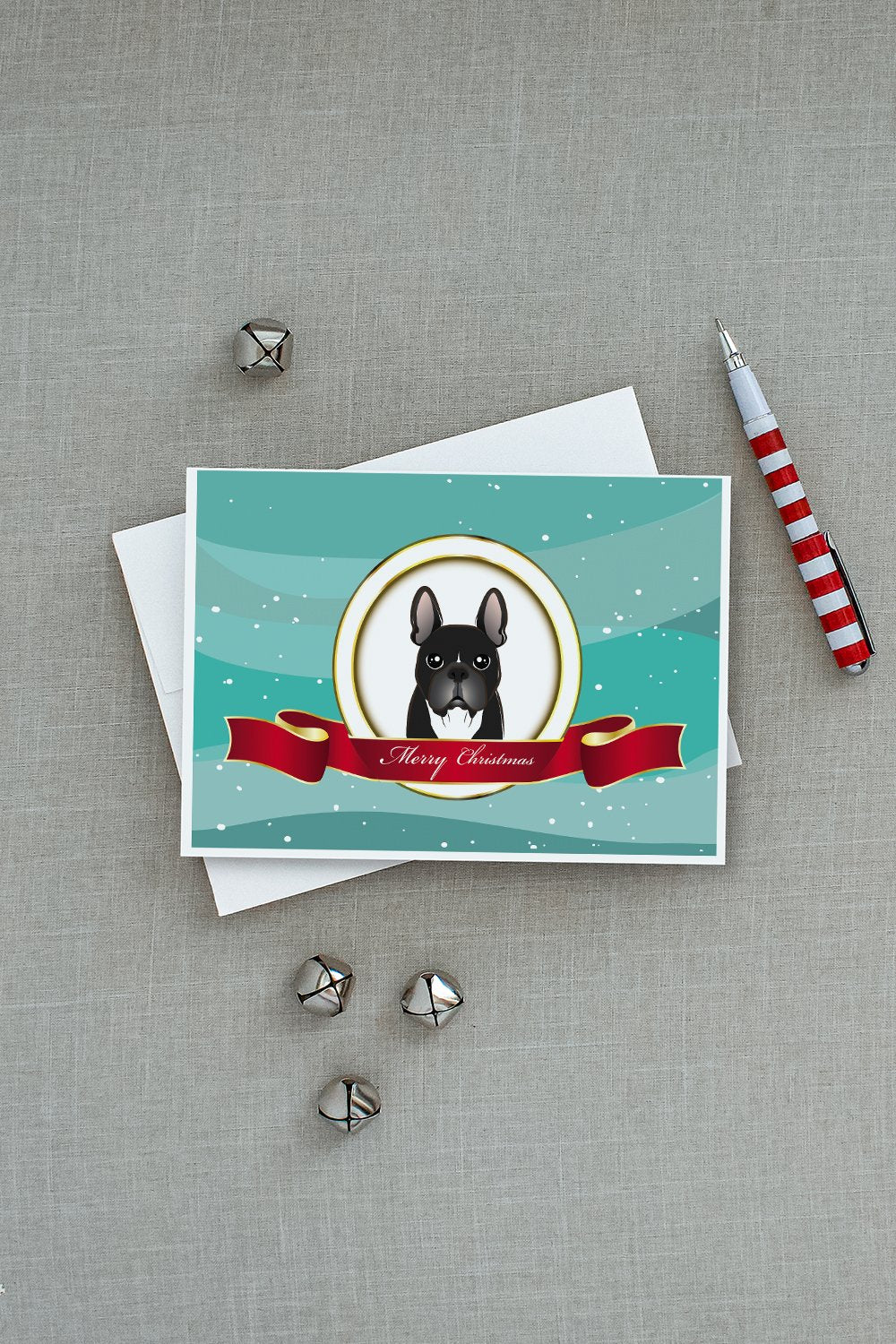 French Bulldog Merry Christmas Greeting Cards and Envelopes Pack of 8 - the-store.com