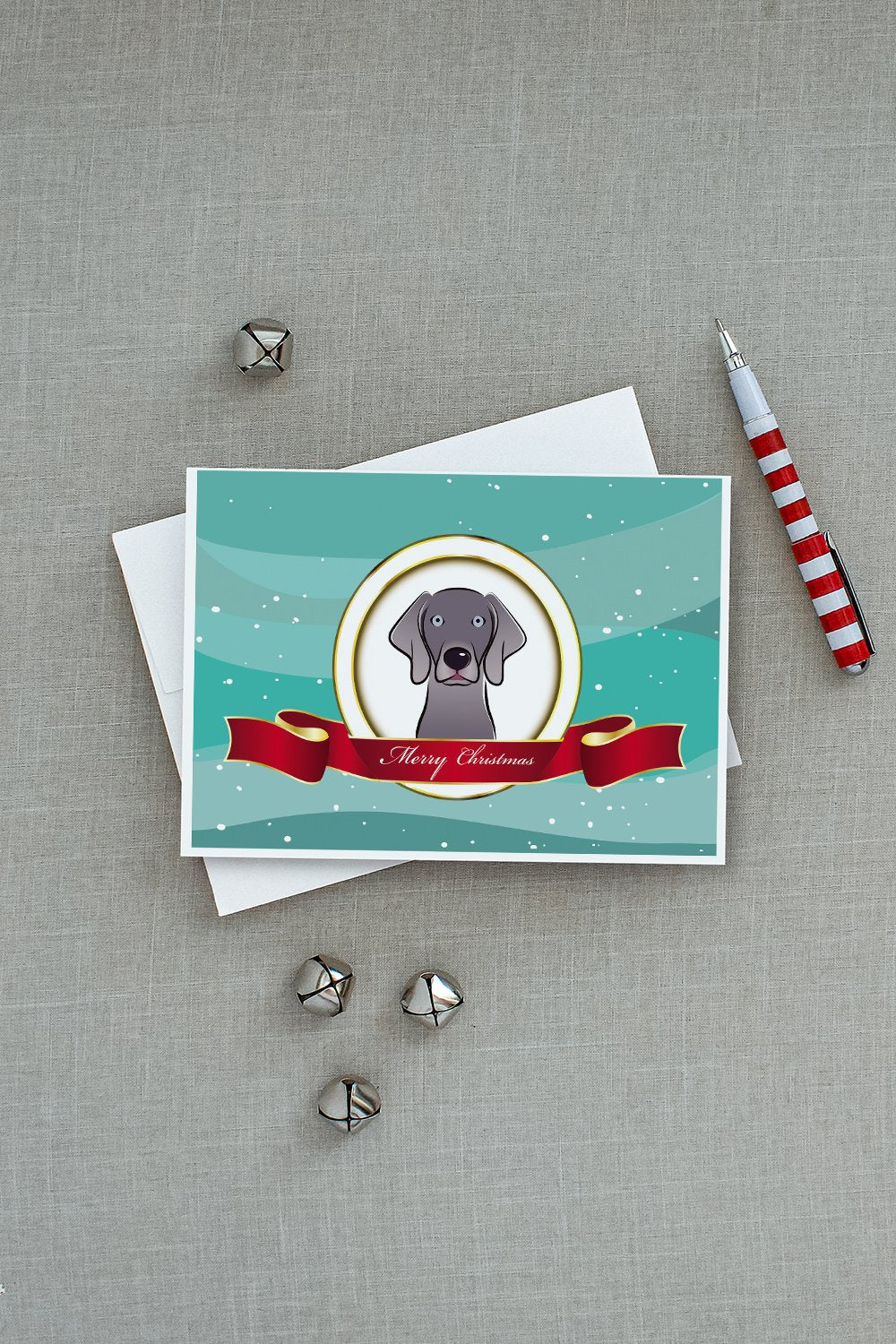 Weimaraner Merry Christmas Greeting Cards and Envelopes Pack of 8 - the-store.com