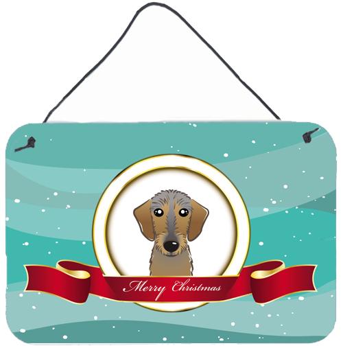 Wirehaired Dachshund Merry Christmas Wall or Door Hanging Prints BB1543DS812 by Caroline's Treasures