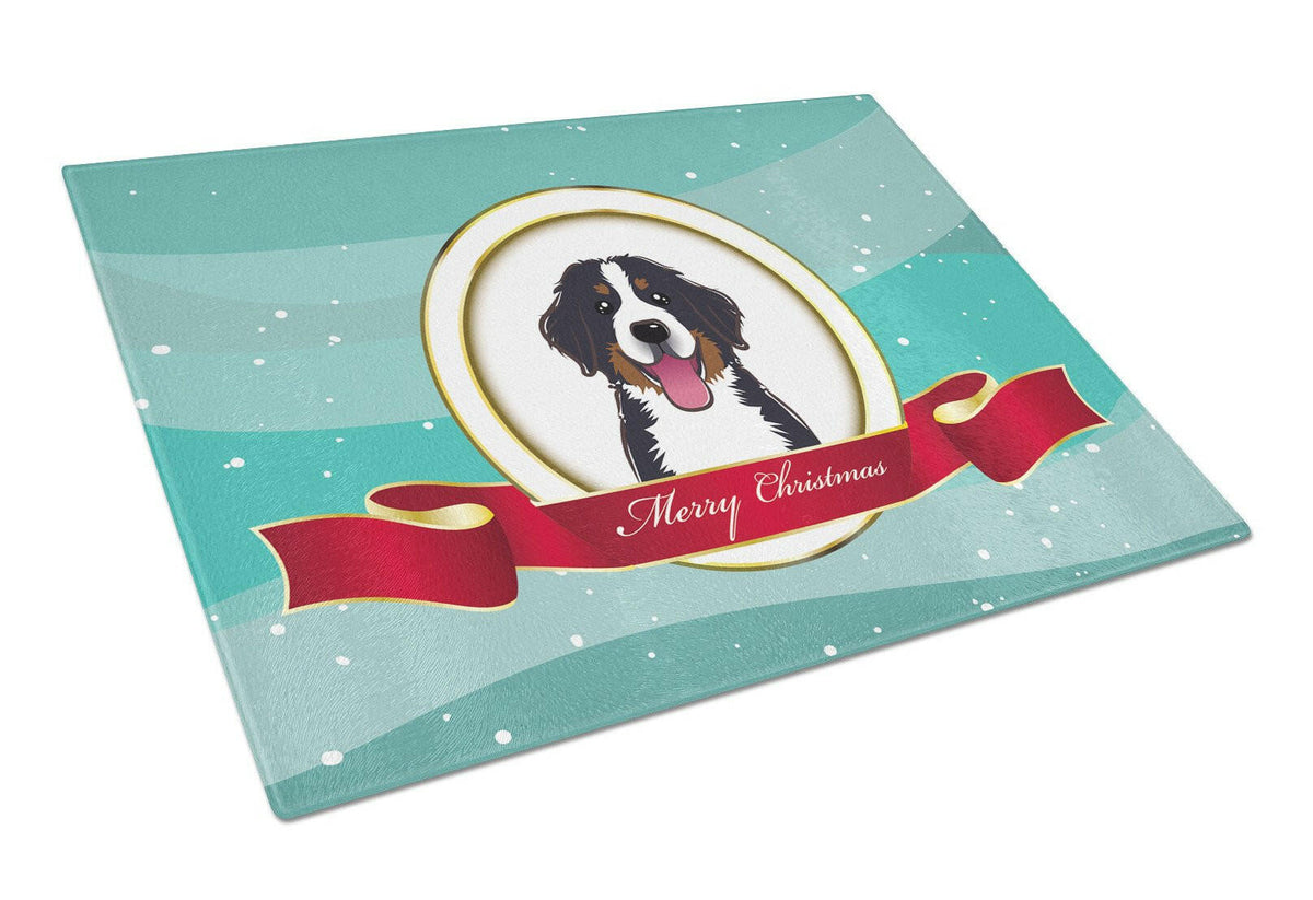 Bernese Mountain Dog Merry Christmas Glass Cutting Board Large BB1547LCB by Caroline&#39;s Treasures