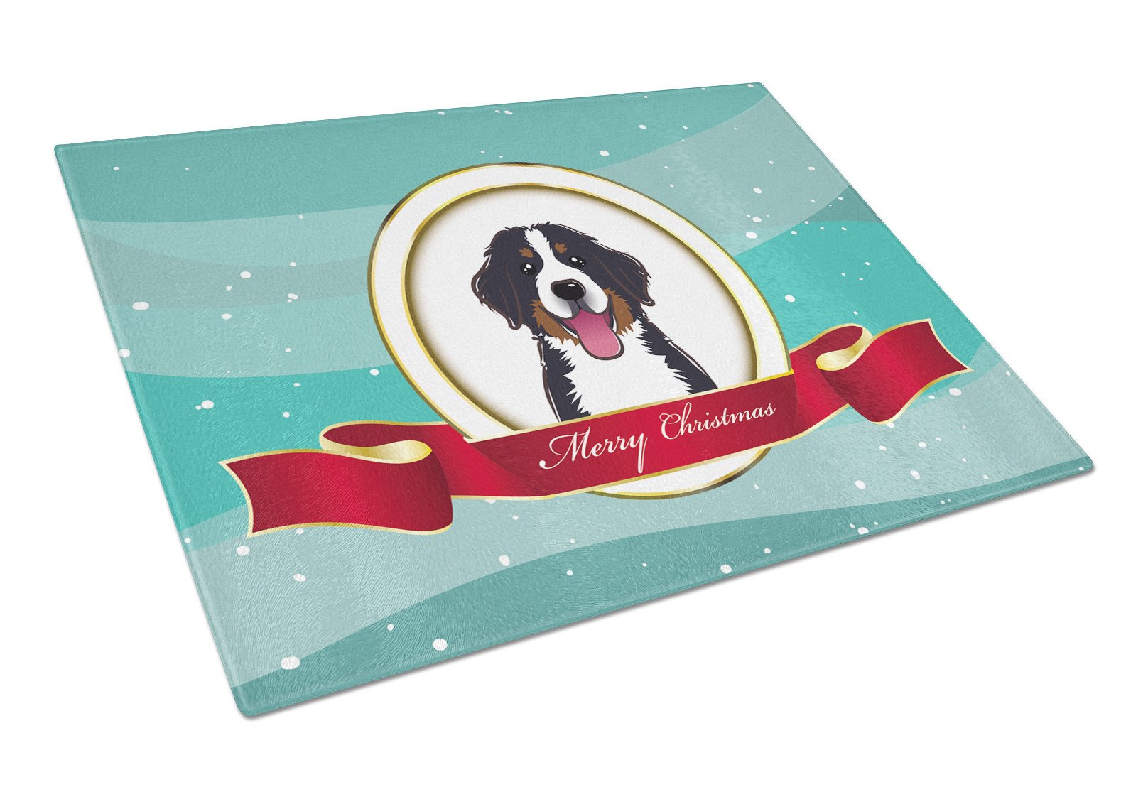 Bernese Mountain Dog Merry Christmas Glass Cutting Board Large BB1547LCB by Caroline's Treasures